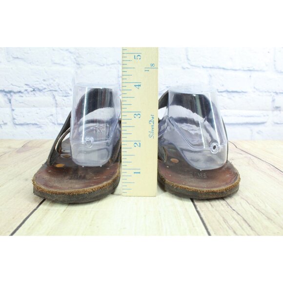 Frye Brown Leather Footbed Crisscross Sandals Size 10.5 - Picture 6 of 7